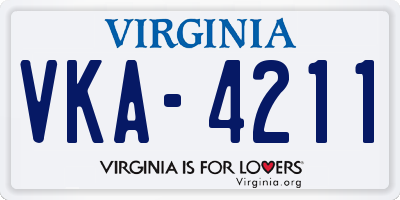VA license plate VKA4211