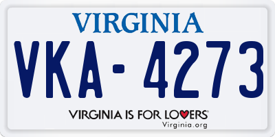 VA license plate VKA4273