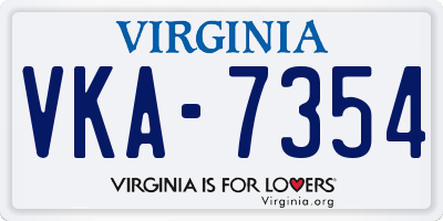 VA license plate VKA7354