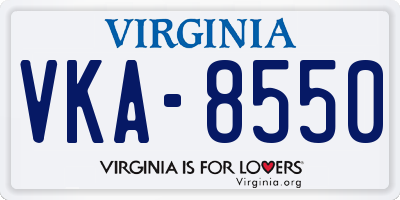 VA license plate VKA8550