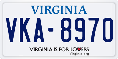 VA license plate VKA8970