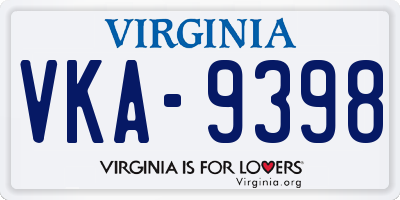 VA license plate VKA9398