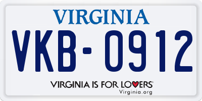 VA license plate VKB0912