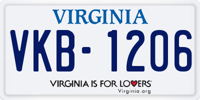 VA license plate VKB1206