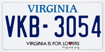 VA license plate VKB3054