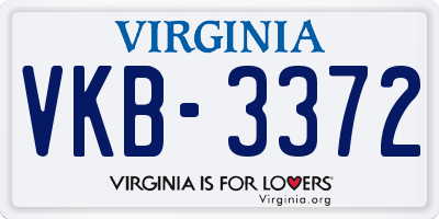 VA license plate VKB3372