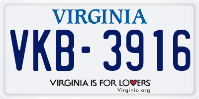 VA license plate VKB3916
