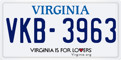 VA license plate VKB3963