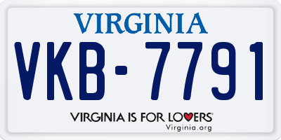 VA license plate VKB7791