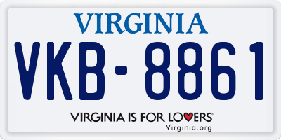 VA license plate VKB8861