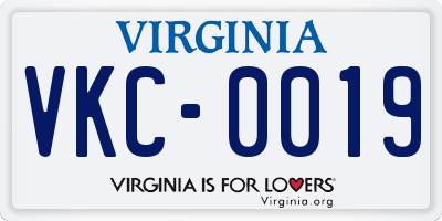 VA license plate VKC0019