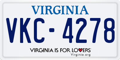 VA license plate VKC4278