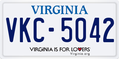 VA license plate VKC5042