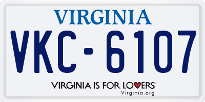 VA license plate VKC6107