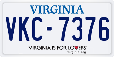 VA license plate VKC7376