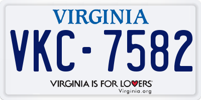 VA license plate VKC7582