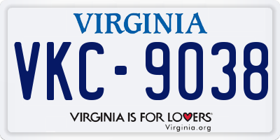 VA license plate VKC9038