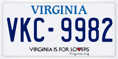 VA license plate VKC9982