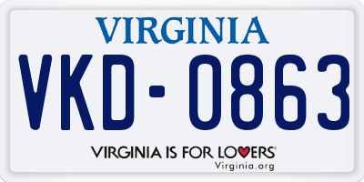 VA license plate VKD0863