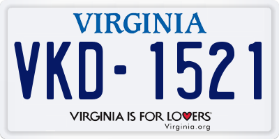 VA license plate VKD1521