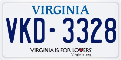 VA license plate VKD3328
