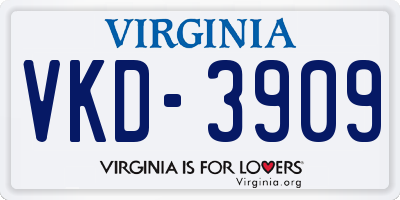 VA license plate VKD3909
