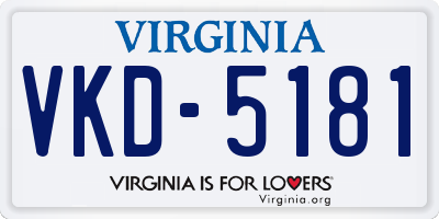 VA license plate VKD5181