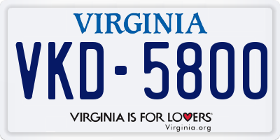 VA license plate VKD5800