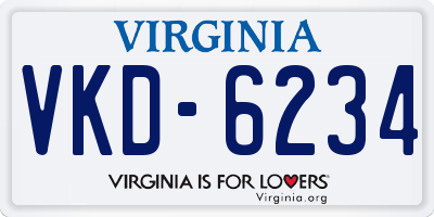 VA license plate VKD6234
