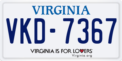 VA license plate VKD7367