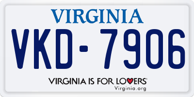 VA license plate VKD7906