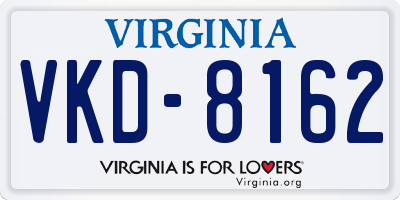 VA license plate VKD8162