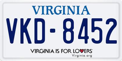 VA license plate VKD8452