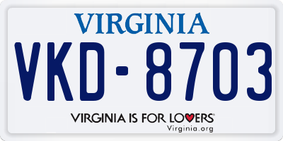 VA license plate VKD8703