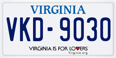 VA license plate VKD9030