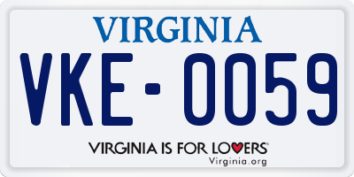 VA license plate VKE0059