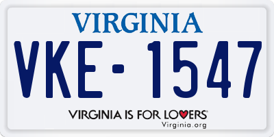 VA license plate VKE1547
