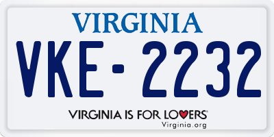 VA license plate VKE2232