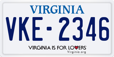 VA license plate VKE2346