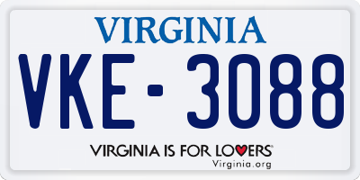 VA license plate VKE3088