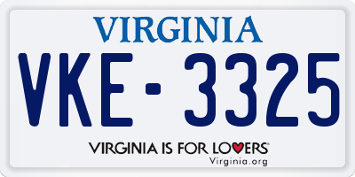 VA license plate VKE3325