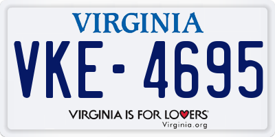 VA license plate VKE4695