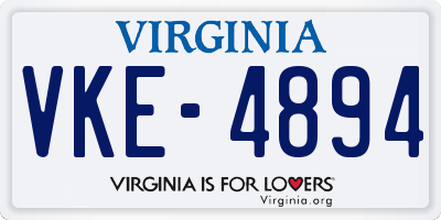 VA license plate VKE4894