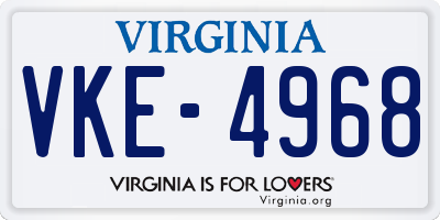 VA license plate VKE4968