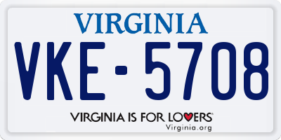 VA license plate VKE5708