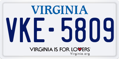 VA license plate VKE5809