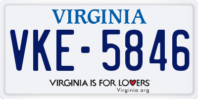 VA license plate VKE5846