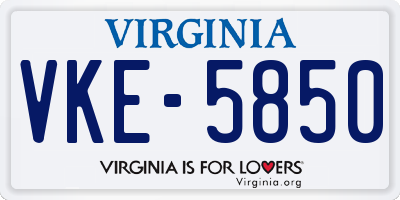 VA license plate VKE5850
