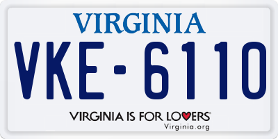 VA license plate VKE6110