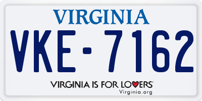 VA license plate VKE7162
